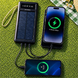12000 Mah Solar Şarjlı Göstergeli Aynı Anda 4 Cihazı Şarj Edebilen Kendinden Kablolu Powerbank
