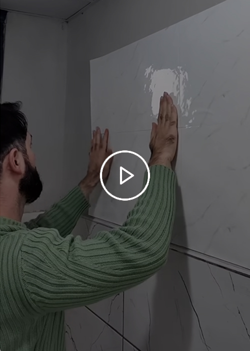 5 Adet Beyaz Mermer Desenli Alüminyum Duvar Köpük Sticker 60 x 30 Cm